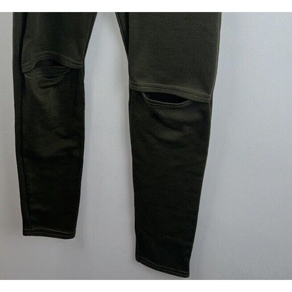 Missguided Sz 6 Pull On Leggings Cut Out Knee Army Green Yoga Stretch Women’s - Picture 7 of 7